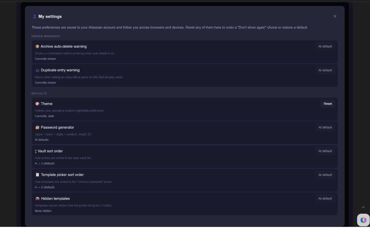 User Settings